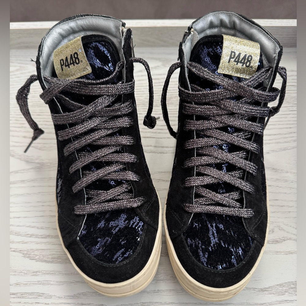 P448 Skate High Top Leather & Metallic Leopard Print Textile Leo/Pail 38